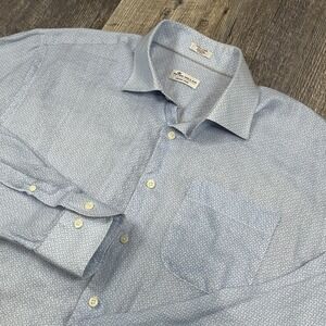Peter‎ Millar Crown Cool Button Up Shirt XL Blue Linen Long Sleeve Lighweight